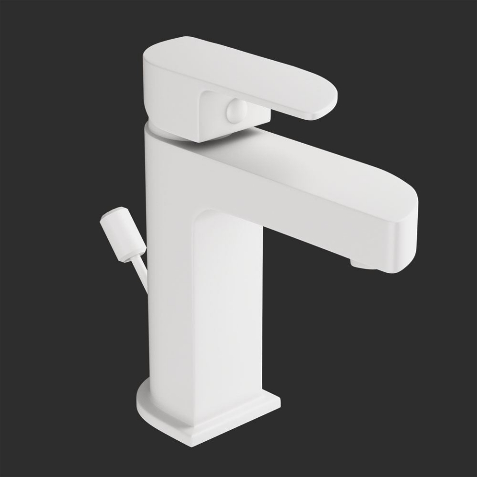 Picture of Miscelatore monocomando per lavabo con scarico automatico - Bianco opaco
