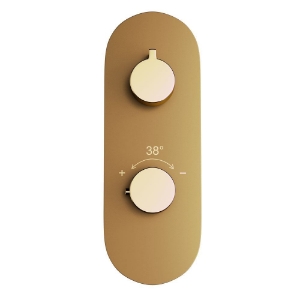 Immagine di Miscelatore doccia termostatico Aquamax - Leva: Oro lucido PVD | Corpo: Oro opaco PVD