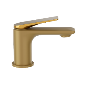 Immagine di Miscelatore monocomando per lavabo - Leva: Oro lucido PVD | Corpo: Oro opaco PVD