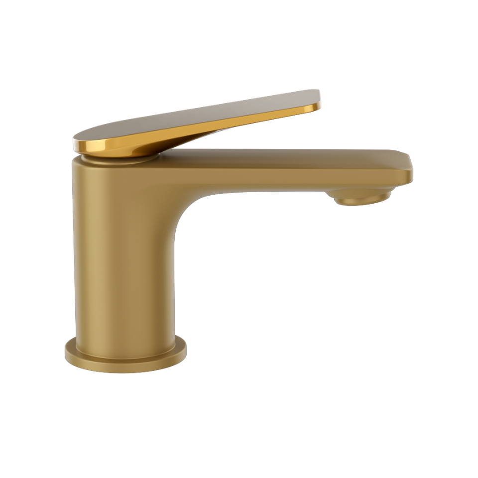 Picture of Miscelatore monocomando per lavabo - Leva: Oro lucido PVD | Corpo: Oro opaco PVD