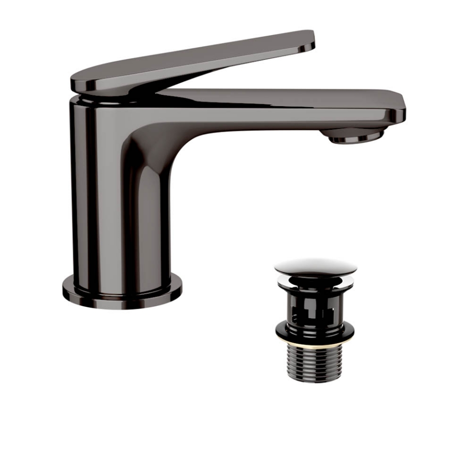 Picture of Miscelatore monocomando per lavabo con piletta click-clack - Cromo nero