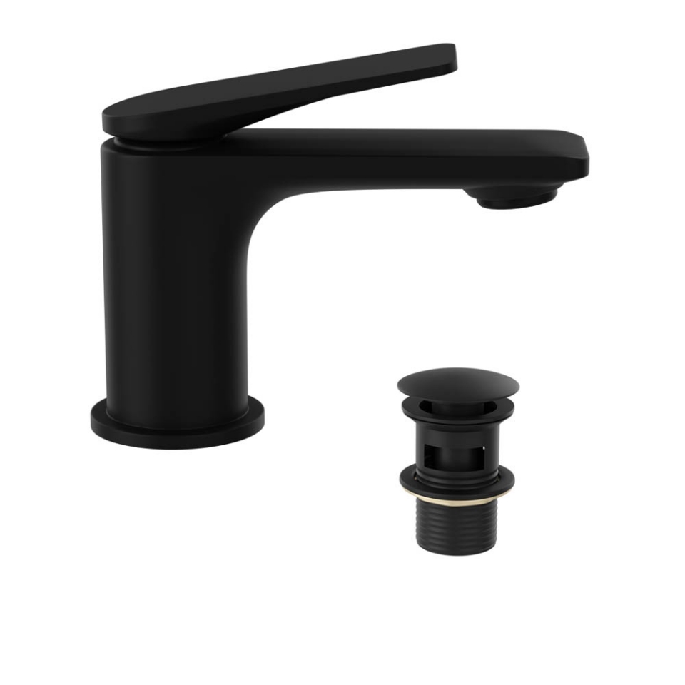 Picture of Miscelatore monocomando per lavabo con piletta click-clack - Nero opaco