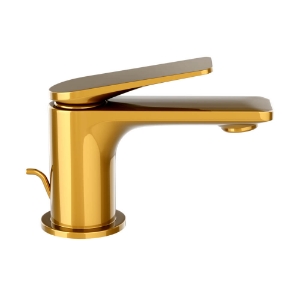 Immagine di Miscelatore monocomando per lavabo con scarico automatico - Oro lucido PVD