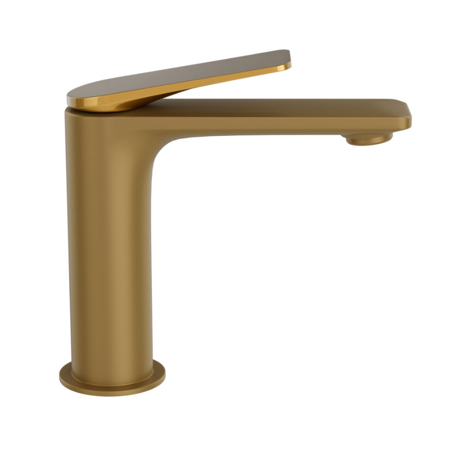 Picture of Miscelatore monocomando per lavabo - Leva: Oro lucido PVD | Corpo: Oro opaco PVD