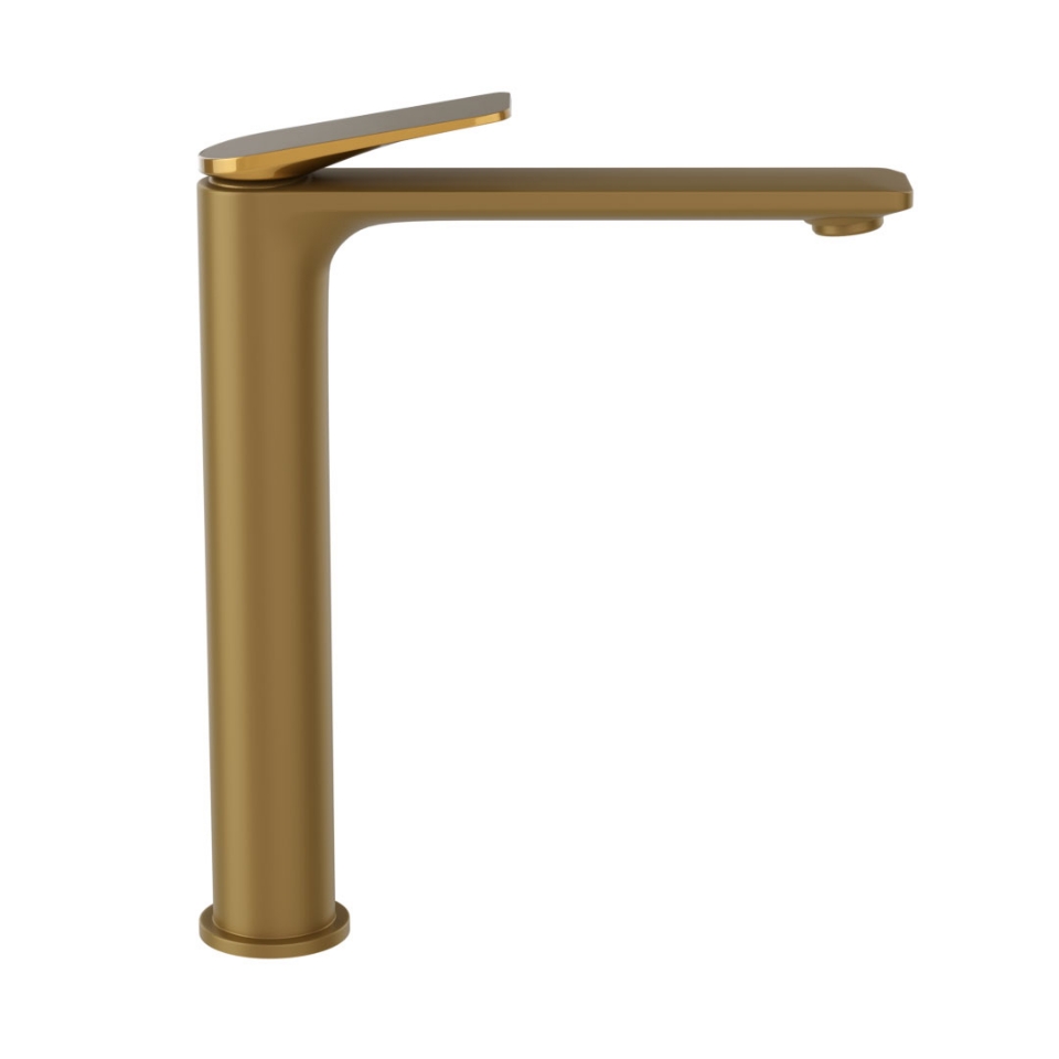 Picture of Miscelatore monocomando alto per lavabo - Leva: Oro lucido PVD | Corpo: Oro opaco PVD