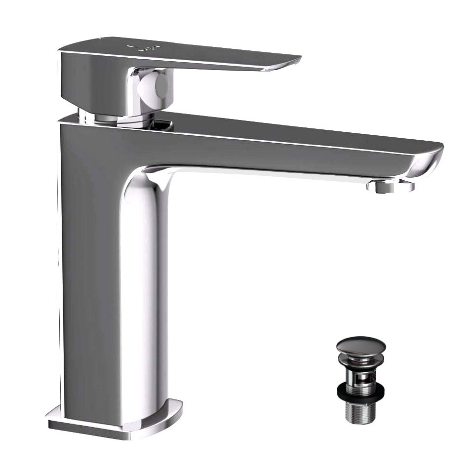 Picture of Miscelatore monocomando per lavabo con piletta click-clack - Cromo nero