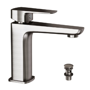 Picture of Single Lever Basin Mixer with click clack waste - Stainless Steel