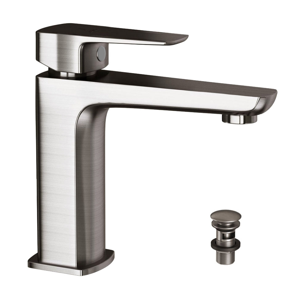 Picture of Miscelatore monocomando per lavabo con piletta click-clack - Acciaio inox