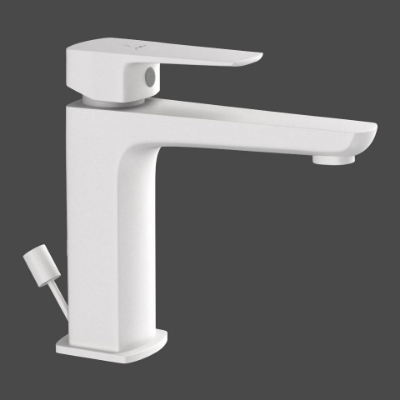 Immagine di Miscelatore monocomando per lavabo con piletta click-clack - Bianco opaco