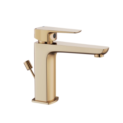 Immagine di Miscelatore monocomando per lavabo con piletta click-clack - Oro