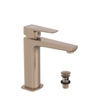 Immagine di Miscelatore monocomando per lavabo con piletta click-clack - Polvere oro